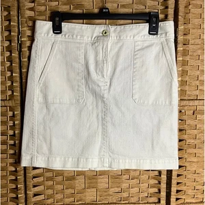 LOFT Ann Taylor Women's White Denim Mini Skirt Size 6 Casual Cotton Blend - Picture 1 of 8