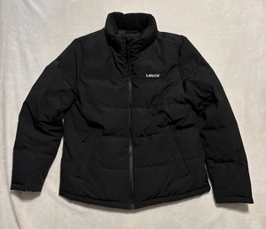 Levi's Winter Puffer Jacket Adult Size Large Black Embroidery Logo - Picture 1 of 8