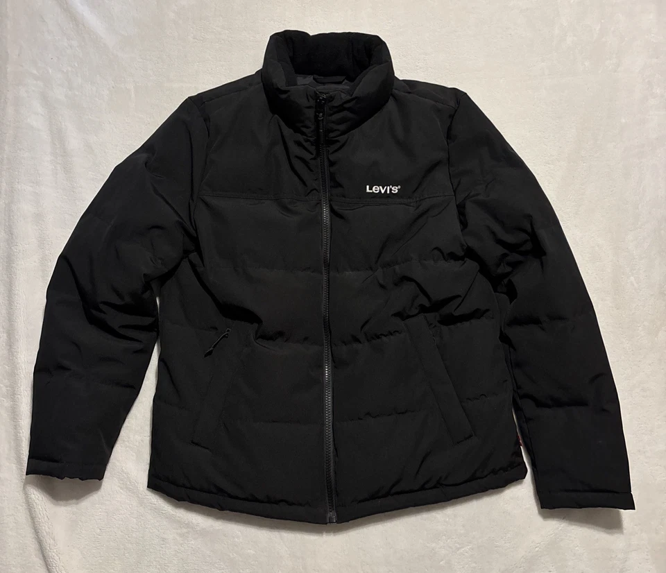 Levi's Winter Puffer Jacket Adult Size Large Black Embroidery Logo - Image 1 of 4