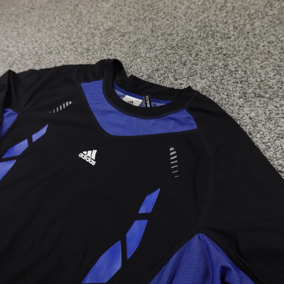 Camisa Adidas Para Hombres 2XL Negra Azul Climacool Gimnasio Entrenamiento Compresión Capa Base Foto 1 de 4