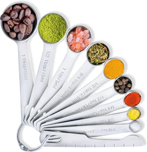 - 9 Measuring Spoons, Heavy Duty 18/8 Premium Stainless Steel Measuring Spoons S - Foto 1 di 6