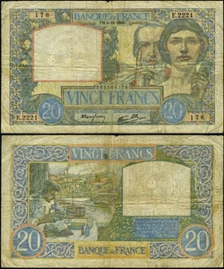 FR. 92b 20 1940 World Paper Money France Fine - Picture 1 of 1