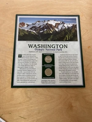 AMERICA THE BEAUTIFUL 10" X 9"  2 STATE QUARTERS 2011 & STAMPS  Washington - Image 1 of 4