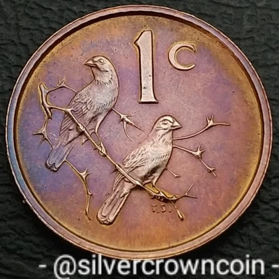 South Africa 1 Cent 1965. KM#65.1. Bronze One Penny coin. Sparrows. Birds. Low M - Image 1 of 4