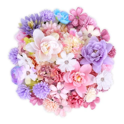 60 Шт. искусственные цветы головы комбо многоцветный шелк маргаритки цветок головы подделка... - Изображение 1 из 4
