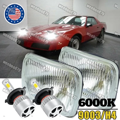 Par de faros LED de 7"x6" pulgadas para Pontiac Firebird 1982-1990 haz sellado alto/bajo Foto 1 de 4