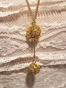 NEW Goldtone Lucky Lariat Double Charm Adjustable Slide Chain Necklace NWOT - Picture 1 of 9