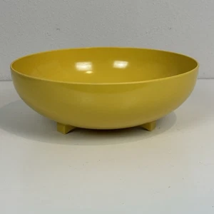 VTG Mid-Century PROLON Salad Mixing Melmac Footed Bowl MCM Yellow - Picture 1 of 6
