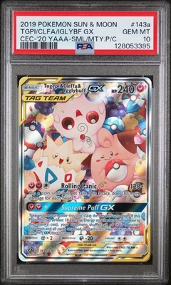 2019 POKEMON SUN & MOON COSMIC ECLIPSE TOGEPI & CLEFFA & IGGLYBUFF GX PSA 10 - Image 1 of 3