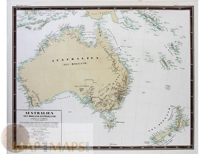Australien (Neu Holland, Australland) Antique map New Zealand, Bauerkeller 1849 - Image 1 of 4