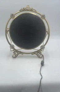 Vintage Art Nouveau Style Lighted Two Sided Makeup Vanity Face Table Mirror - Picture 1 of 7