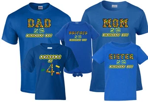 Awesome at 4 Building Block T-Shirt 4th Birthday Shirt Family Birthday Tshirts - Picture 1 of 2