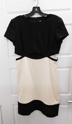 Emilio Pucci Black Ivory Wool Blend Cut Out Stretchy Dress Italy sz 8 - Image 1 of 4