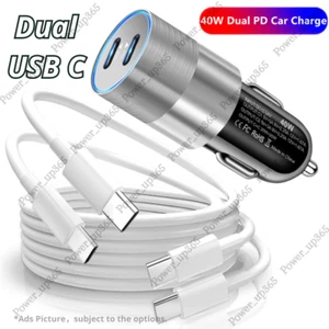 For Android Samsung 40W Dual Type C Car Charger Adapter 60W PD USB C To C Cable - Picture 1 of 14