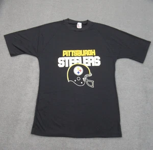 Vintage Pittsburg Steelers Shirt Mens L Black Graphic Tee Single Stitch 80s NFL - Picture 1 of 11