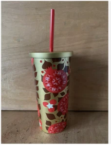 New Starbucks Tumbler 2024 Christmas Genuine Pomegranate Gold-Red 17 OZ - Picture 1 of 2