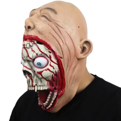 Halloween Horror Alien Demon Latex Mask Big Mouth Zombie Seasonal Dress Unisex - Image 1 of 4