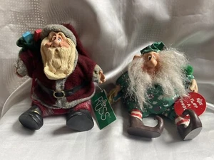 Lot 2 Christmas Russ Berrie Country Folks Nick Santa Shelf Sitter  #2304   #2061 - Picture 1 of 9