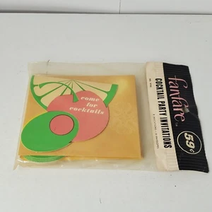 De Colección Años 60 FanFare Cóctel Fiesta Invitaciones Paquete Sellado de 8 Aceitunas Troqueladas Desteñidas - Imagen 1 de 6