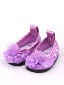 Puppenkleidung 14,5" Schuhe Lavendel Pailletten Slipper passt 14,5" AG GUMMISTIEFEL PUPPEN - Bild 1 von 2