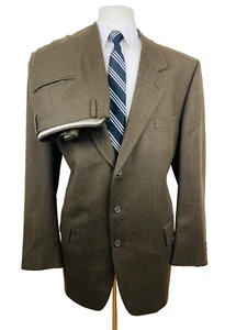 JOS A BANK Mens 46L Brown Super Soft 100% Wool 2 Piece Suit W/ Dress Pants 36x30 - Picture 1 of 16