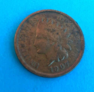 Pièce de Monnaie USA Amérique 1 One Cent Indien Head (Tête) 1907 - Picture 1 of 2