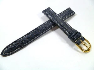 13 mm BLAU UHRENARMBAND ARMBAND HAIFISCH PRÄGUNG UHRENBAND LEDER 1319 - Bild 1 von 2