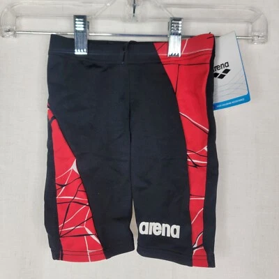 Arena Boys Size 22 Water Jammers Competition Black Red Swim Shorts - Image 1 of 4