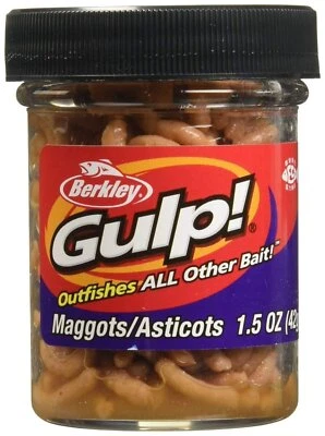 Berkley Gulp Artificial Fishing Bait Maggots 1.5 Oz Jar Natural 1 Inch GMGNAT - Image 1 of 2