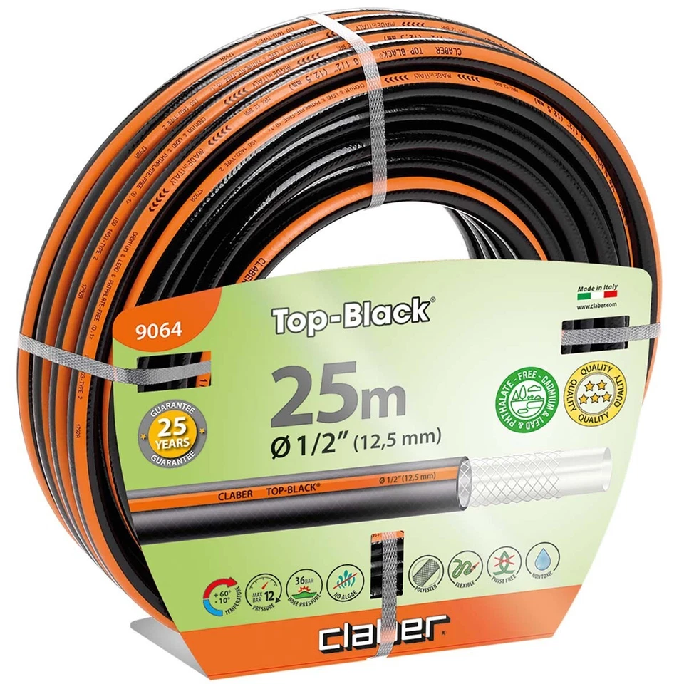 Tubo Irrigazione Top-Black 1/2" 25 MT Antialghe Rinforzato 9064 CLABER