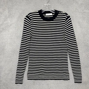 Everlane Sweater Womens Small Navy White Striped Wool Pullover Preppy Classic - Picture 1 of 8
