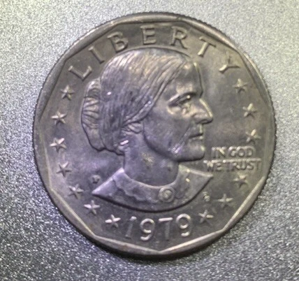 1979 Susan B Anthony Liberty Dollar, Mint Mark P, FG Cover