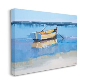 Stupell Industries Row Boat on Blue Coastal Shore Beach Landscape 36L" x 1.5W" - Picture 1 of 6