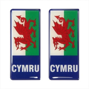 2x 98x42mm CYMRU Gales Bandera Galesa Número Placa 3D Gel Cúpula Pegatinas Calcomanía Insignia - Imagen 1 de 2