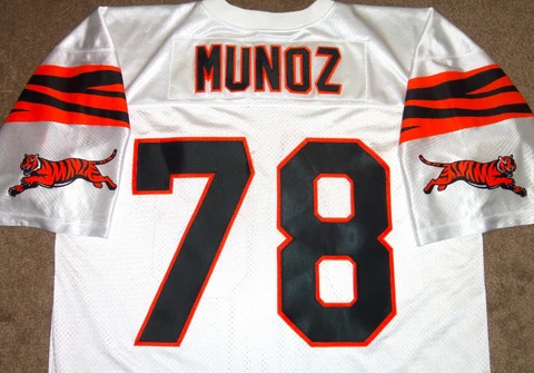VTG ANTHONY MUNZO CINCINNATI BENGALS NFL THROWBACK LEAPING TIGER JERSEY XL SEWN Cover