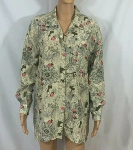 Mujeres Claudia Richard Seda Floral Manga Larga Camisa Blusa Abotonada Floral Talla L - Imagen 1 de 12