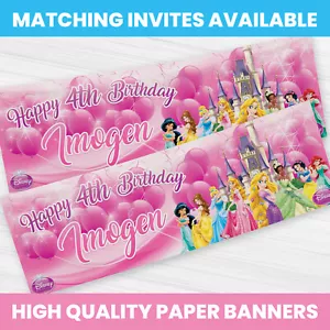 DISNEY PRINCESS BIRTHDAY BANNER PERSONALISED ANY NAME PARTY BANNER GIRL - Picture 1 of 3