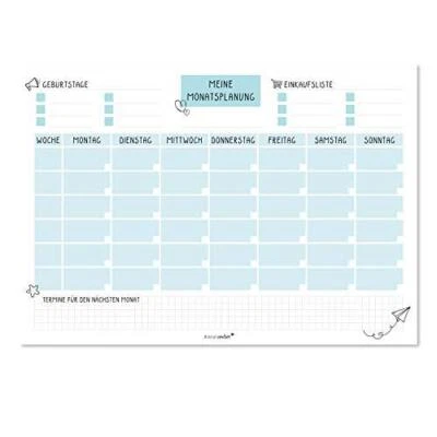 EASYDRUCK24DE Monatsplaner undatiert DIN A4 I 50 Blatt Blau Block zum beschriften I dv_530