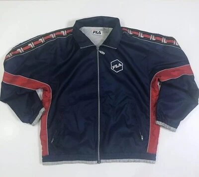 Vintage Fila Blue/Red/Gray Full Zip Windbreaker Light Jacket Men’s Size Small - Image 1 of 4
