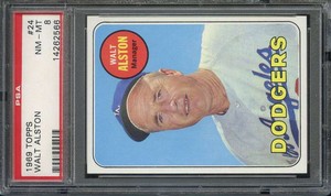 1969 TOPPS #24 WALT ALSTON PSA 8 DODGERS MG HOF *B69012
