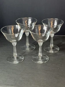 4 Champagne Sherbet Sceptre Clear by FOSTORIA Crystal Blown Glass Stem Coupe Set - Picture 1 of 11