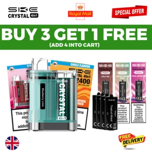SKE Crystal 4 in 1 Pods & Prefilled Pod Kit | 2ml | 20mg | E Cig | 2400 Puffs | - Picture 1 of 1