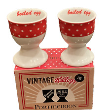 Vintage Kellogg's  PortmerionRed & White Polka Dot Egg Cups 2.5" 6.5cm Set 2 New