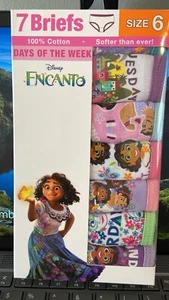 DISNEY ENCANTO GIRLS BRIEFS.. Size 6.. 100% Cotton.. 7 pairs.. Ships Fast!! - Picture 1 of 4