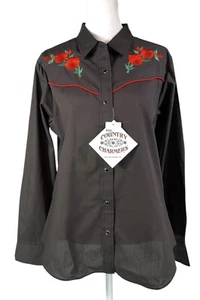 CAMICIA VINTAGE ELY DONNA M ROSE COUNTRY WESTERN SNAP COWBOY ROCKABILLY NUOVA CON ETICHETTE - Foto 1 di 12