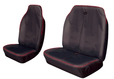 TOYOTA DYNA HEAVY DUTY IMPERMEABLE NEGRO + ROJO STRIPE FUNDAS DE ASIENTO DE FURGONETA 2+1 Foto 1 de 2
