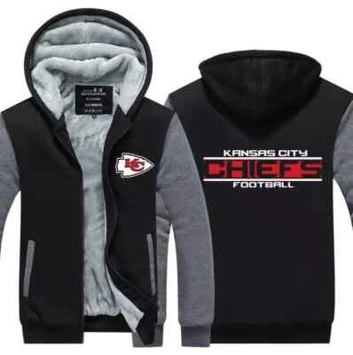 Para hombres Kansas City Polar Cremallera Abrigo Invierno Chaqueta Cálida Fans Sudadera con Capucha Sudadera Foto 1 de 4