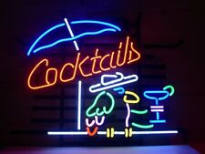 Cocktails Parrot Martini Umbrella Bar 17"x14" Neon Light Sign Lamp Beer Open Pub