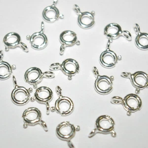 WHOLESALE LOTS Sterling Silver 925 5mm SPRING RING CLASPS with Open Rings - Picture 1 of 17