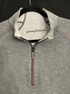 TOMMY BAHAMA Zip Front Pullover Gray Reversible Knit Sweater Men's Size 2XL - Picture 1 of 11